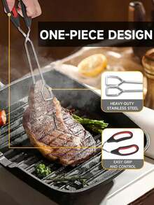 2pcs/1pcStainless Steel Tongs For Cooking Suit, Grilling, Baking, BBQ Utensils,Food Flipping Tools,Heat-Resistant,Non-Slip Grip,Heavy-Duty Kitchen Accessories, Dishwasher , Grill Tongs For Indoor/Outdoor Cooking,Single-Piece Design Kitchen Clips With Long Handles And Comfortable Grips, Suitable For Charcoal Cooking, Barbecue, Grilling, Toasting, Steak, Bread, Salad, Vegetables And Fruits, Flipping And Grabbing Food, Easy To Clean