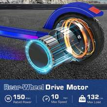 CAROMA E Scooter For Ages 8-12, Up To 16 Km/H & 8 Km, Electric Scooter With Colorful Lights, LED Display, Adjustable Speed And Height, Lightweight Foldable Electric Scooter - Màu xanh lam - Xem 3