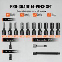 360 Degree Rotating Impact Socket Set, 14 Piece, 3/8 In. Drive, 6 Point Socket Set - 14 piezas 360 grados - 查看 3