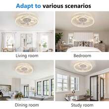 6-Speed Quiet Flush Mount Ceiling Fan - Modern Design, Dimmable LED Lamp With Remote, Functional Light For Room Decor - White - View 9