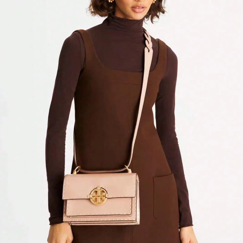 Tory Burch Miller Braided Brass Crossbody Bag 145997 - Pink - View 1