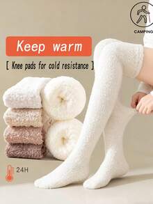 Women's Thigh-High Fuzzy Socks, Soft Warm Long Stockings, Comfortable Plush Slippers - Multicolor - View 1