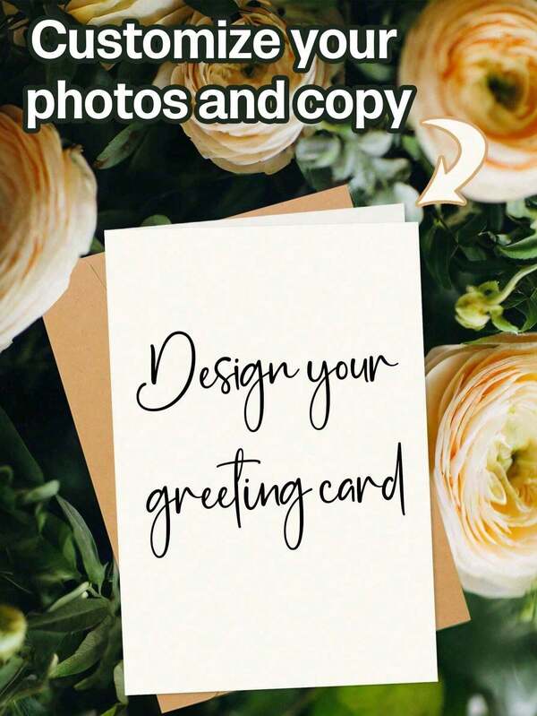 1pc Personalized Customized Greeting Card With Envelope - Create Your Own Card By Adding Text, Photo Or Design. Can Be Customized As Folding Birthday Card, Thank You Card, Wedding Invitation Card Gifts For Women/Men Ideal Gifts For Him Her, Family, Friends, Students, Workers, Clients For Anniversaries, For Graduation, For Weddings, For School, For Business/Work/Office
