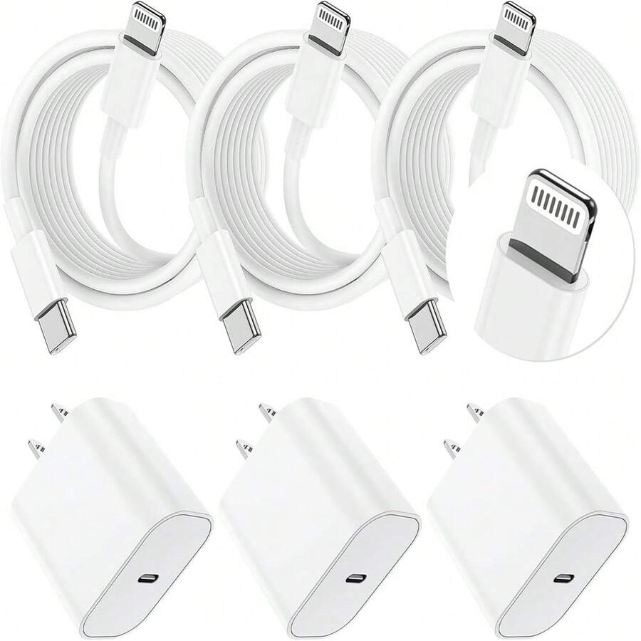 1-3个30W墙式充电器套装，包含200厘米快充线，兼容 14 Pro Max/14 Pro/14、13 Pro Max/13 Pro/13、12/11 - 美規A型插(110-127V) - 查看 1