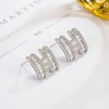 زوج من أقراط الأذن المرصعة بالزركونيا بلون الذهب على شكل الحرف H، مجوهرات ذات تصميم أنيق وعتيق، مناسبة للمناسبات والحفلات والهدايا والاستخدام اليومي