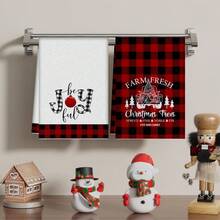 2/4pcset Christmas Country And Christmas Tree Kitchen Towels, Christmas Design, Good Water Absorption, Soft, Microfiber, Winter, Bathroom, Tea Room, Christmas Decorative Kitchen.