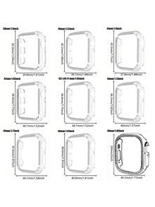 Funda protectora con cristales y diamantes de imitación para hombres y mujeres, 1 pieza de carcasa dura de PC ultra hueca compatible con Apple Watch de 40/41/42/44/45/46/49mm, para Apple Watch Series Ultra/SE/11/10/9/8/7/6/5/4, accesorios de carcasa de reloj inteligente, color dorado