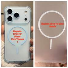 1個四角防震霧面透明磁吸手機殼，適用於 iPhone 17 Air 16 15 14 13 Pro Max Plus，柔軟 TPU 背蓋，支持無線充電 - 藍色 - 查看 3