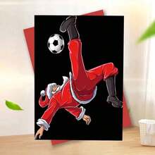 1pc "Soccer - Themed Santa Christmas" Greeting Card With Envelope - Vibrant Santa Playing Soccer Card For Christmas Occasions, Sending Sporty Holiday Greetings, Great For Buddies & Soccer Lovers, Christmas Celebration Present - Multicolor - View 12