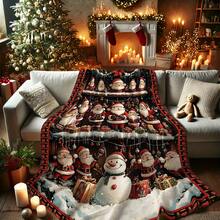 Christmas Cartoon  Theme, Beautiful Christmas Tree, Dog,Santa Claus,Animal, Snowman, Deer, Candy Design,Super Soft Flannel Printed Blanket,As Birthday Gifts, Family, Wedding, Souvenir Blankets, Polyester Blankets Suitable For All Seasons, Washable, Machine Washable, Lightweight, Breathable, Comfortable, Warm, Unique, 280gsm For Him, Her Personalized Ideal Gifts For Her, Him, Family, Boyfriend, Girlfriend, Father, Family, Mother, Lover, Daughter, Son, Grandfather, Grandmother, Friend, Classmate, Pet.    Perfect Nap, Camping, Travel, Home, Daily Life, Office Decoration, Birthday, Anniversary, Valentine's Day, Thanksgiving, Christmas, Halloween, Mother's Day, Father's Day, Wedding, New Year Gifts ,Sofa,Bed,Car,Bedroom,Living Room,Office,  Outdoor Camping, Beach,Wall Decoration - 多色7 - 查看 4