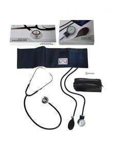 Monitor de presión arterial con estilo de brazo manual con estetoscopio, portátil para uso en el hogar - Negro - Ver 9