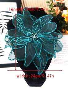 1 Stück/Packung, 10 Farben erhältlich, große Größe Spitze Stickerei mit Perlen 3D Applikation Borte, DIY Bekleidungszubehör, Brautkleid Dekoration, Länge 24cm/9,4 Zoll