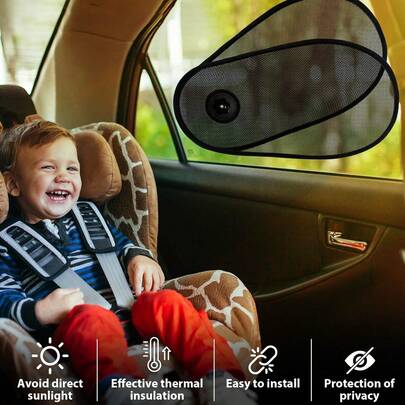 Pack Car Window Shades For Baby - Rotatable Sun Visor For Side Window, Fits Driver/Passenger/Rear Windows, Mesh Sun Blocker With Suction Cups