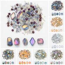 210 piezas de cuentas de vidrio, cuentas retorcidas, cuentas de rombos puntiagudos, cuentas planas, cuentas pequeñas, cuentas sueltas chapadas, materiales para hacer joyas DIY para encantos de teléfono, collares, aretes, llaveros, bolsos