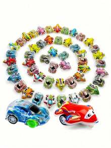 10/20/30 piezas Pequeños coches de juguete de inercia transparentes de doble capa para niños, con forma de avión y vehículo de ingeniería - Multicolor - Ver 8