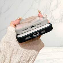 Compatible con Samsung Galaxy S25, S24, S23, S22 modelos de la serie, la moda de diseño de color sólido funda de teléfono magnético, compatible con iPhone17/iPhone17Pro/iPhone17Pro Max 16/15/14/13/12/11 Pro Max y otros modelos. - Rosa Pálido - Ver 4