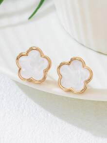 5 paia di orecchini a bottone con decorazione a quadrifoglio di lusso, set di gioielli per orecchini eleganti e versatili alla moda per le donne