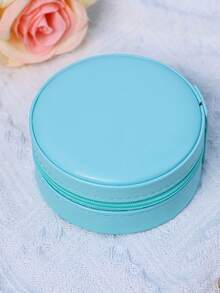 1/5 صندوق تخزين مجوهرات محمول متعدد الألوان - صندوق دائري فسيح مع سحاب، لتخزين الأقراط والقلائد والأساور والخواتم - تصميم بسيط كلاسيكي عالي الجودة للعرض، صندوق مجوهرات دائري صغير للسفر، صندوق مجوهرات مزود بسحاب، صندوق تخزين دائري للمجوهرات مع غطاء، حاوية تخزين الأقراط والأقراط، منظم محمول للطاولة والمكتب والغرفة والخزانة