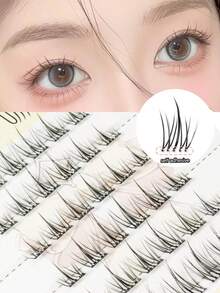 36pcs Glue-Free Eyelashes, Segmented Slouchy 3-Step Eyelashes, Natural Looking Reusable Lashes Without Glue, Suitable For Beginners, Can Be Worn Daily, For Performance, Work, Dates, Halloween Cosplay, Eyelash Extension, Korean Style - C - View 2