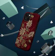 White Passionflowers On Deep Red Tough  Case Waterproof Durable Polycarbonate & Flexible TPU Vintage Retro Cover Gift For Her Phone Case For Samsung And  17, 16, 15, 14, 13, 12, 11 Pro Max, X, XR, XS Max, 8, And 7 Plus - Màu hỗn hợp 1 - Xem 4