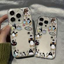 Un patrón de pingüino lindo con personalidad suave y adorable, funda de teléfono transparente, cuerpo completo de TPU, compatible con  17/17 Air/17 Pro/17 Pro Max/  16/16 Pro/16 Pro/Max/16 Plus/15/15 Pro Max/15 Pro/15 Plus/14/14 Pro/14 Plus/14 Pro Max/13/113 Pro/13 Pro Max/12/12 Pro/12 Pro Max/111111 Pro/11 Pro Max. Funda de teléfono Apple a prueba de golpes, mate, resistente a caídas, lente completamente envuelta, silicona, carcasa dura, soporte magnético, elegante y creativa. - Transparente 92-1 - Ver 2