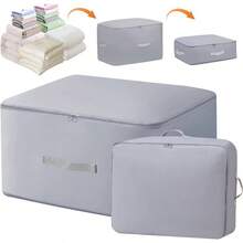 2 Piezas Organizador Autocomprimible Ultra Comprimible, Bolsas De Organizador Para Edredones, Bolsa De Almacenamiento Plegable Que Ahorra Espacio, Para Edredones, Mantas, Ropa De Cama, Ropa - Gris - Ver 2