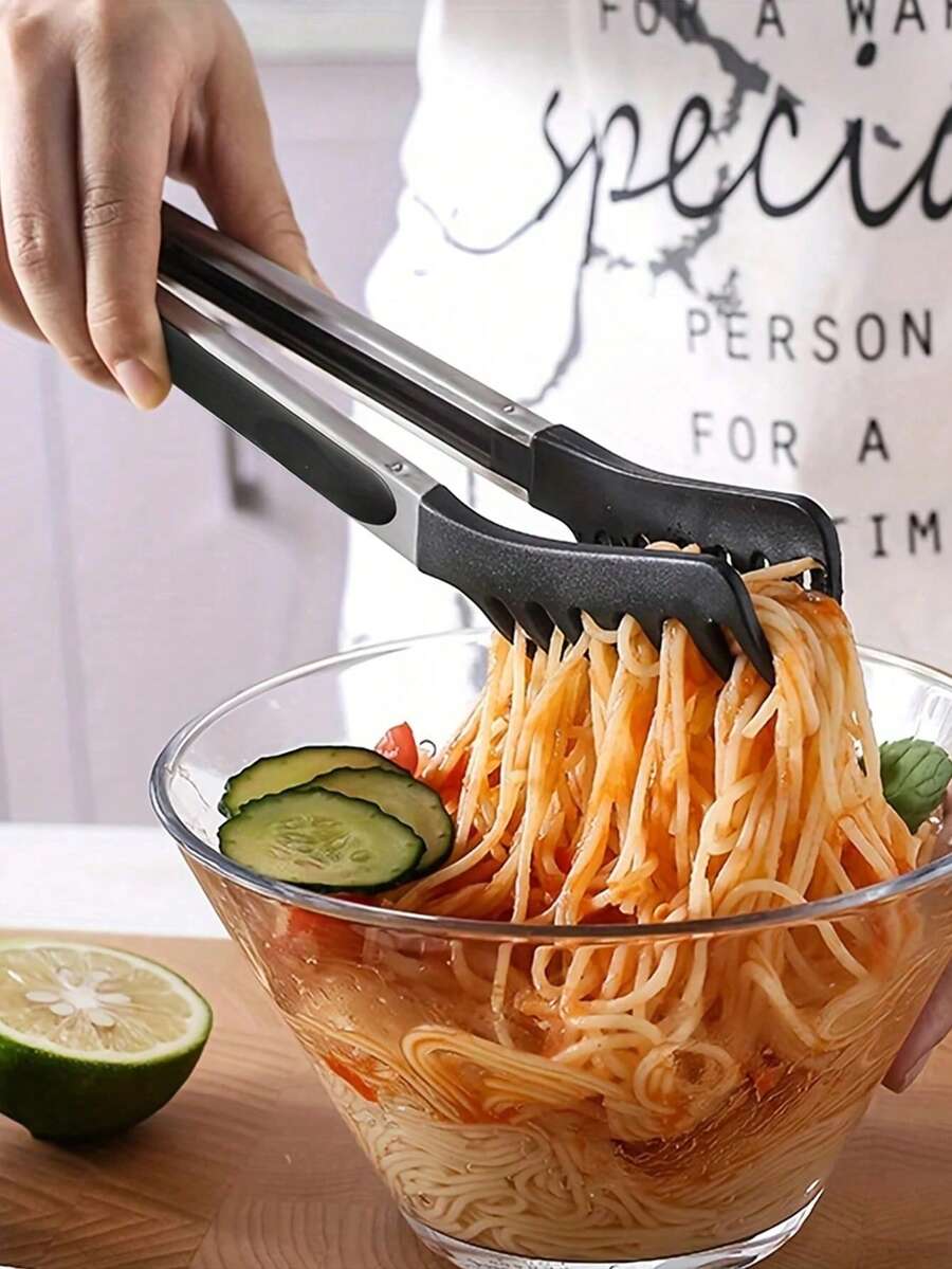 1pc Multipurpose Kitchen Tongs, Suitable For Pasta, Steak, Pizza, Salad, Vegetables, Fruits, Barbecue, Buffet And More - Multicolor - View 1