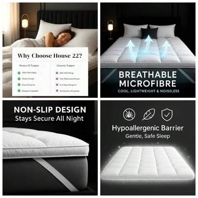 Ultra - Soft Quilted Mattress Topper Double Bed 137*190 - 4Inch10cm Thick Hypoallergenic Breathable Microfiber Mattress Topper Comfort