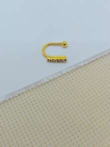 1 قطعة خاتم أنف مزيف من الفولاذ المقاوم للصدأ مطلي بالذهب والزركونيا