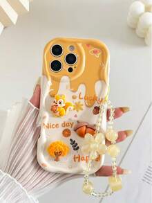 松鼠彩绘可爱卡通手工贴纸配饰彩绘星星手链奶油波浪简约防震加厚手机保护壳 - 彩色 - 查看 3