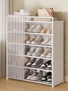 1 pieza Zapatero multiusos con cortinas para el hogar, gabinete para zapatos, almacenamiento, estantería de exhibición, con cajones, con cortinas para almacenamiento de zapatos, gabinete para zapatos de gran capacidad para uso interior y exterior, adecuado para entradas, hogar, interior, regalos de festivales, regalos de Navidad, regalos para niños