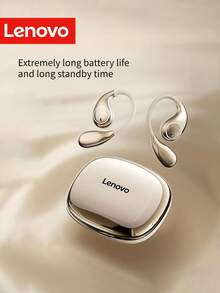 Lenovo Tai nghe không dây dạng mở mới năm 2025, Chống ồn cuộc gọi thông minh, Thời lượng pin dài, Màn hình hiển thị nguồn kỹ thuật số, Vừa vặn thoải mái khi chơi thể thao ngoài trời - đá mặt trăng màu trắng - Xem 3