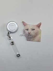 1pc Acrylic Cat Retractable Rotating Badge Reel, Nurse/Doctor ID Card Holder Keychain - Multicolor - View 10