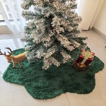 1 Sunflower Green Snowflake Christmas Tree Skirt Luxurious Rabbit Fur Christmas Tree Skirt Christmas Day Decoration Party Indoor And Outdoor Decorations Home Market Decoration Christmas Decorations Home Christmas Gifts Christmas Decor
