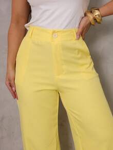 High-Waisted Tailored Wide-Leg Pants – Elegance And - Yellow - View 4