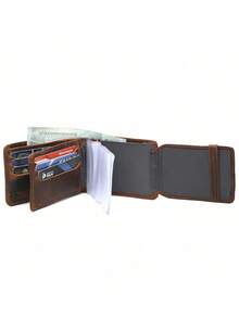 Carteira de Couro Legítimo Grande Masculina Porta Documentos e Cartões Rg Cnh - Caramelo - Visão 6