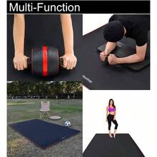 - Tapete de ejercicio para AB Roller AB delgado de, manta de picnic, impermeable, negro, largo, plegable, de polister, para uso en casa, gimnasio, 99 pulgadas de largox 59 pulgadas - Negro - - Ver 7