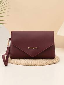 1pc Wristlet Coin Purse, Women's Fashion Minimalist Clutch, Burgundy Casual Versatile Wrist Pouch, Suitable For Women, Girls, Formal Events, Parties, Shopping, Commuting, Travel And Other Occasions