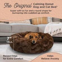 Best Friends By Sheri Original Calming Donut Dog And Cat Bed, Lux Faux Fur, Dark Brown, (23in X 23in) - Anxiety Relief For Pets Up To 25 Lbs,21792466 - 水鴨藍 - 查看 2