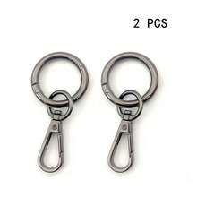 2pcs New Style Women's Handbag Decorative Metal Plating Parts, Luxurious Handmade Circle Shaped Keychain, Hook & Buckle Key Chain Charms - Black - View 5