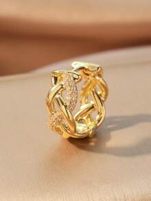 2pcs/Set! Chic Luxury Style Gold-Tone Rhinestone Multi-Element Clip-On Earrings, Suitable For Girls Daily, Party, Stacking, Gifting, Vacation, Banquet Wear