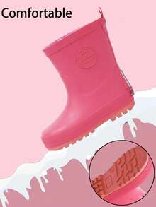 儿童加厚保暖雪地靴雨靴男女童户外旅行靴，适合雨雪季节（粉色） - 粉色 - 查看 3