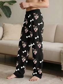 Customized Men's Dog Face Pajama Pants, Personalized Pet Photo Pajama Pants.Personalised Gifts For Men,Adorable,Contracted,Funny,Custom,Unique,Customized,Personalized,Ideal Gifts For Him.
