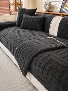 1pc Thick Plush Sofa Cushion Cover, Modern Simple Anti-Slip Warm Sofa Seat Pad, Dust-Proof Washable Sofa Slipcover, Soft & Fade-Resistant, Pet-Friendly, Fits L-Shaped Sofa And 1/2/3/4 Seater Sofa, Suitable For Bedroom, Office, Living Room