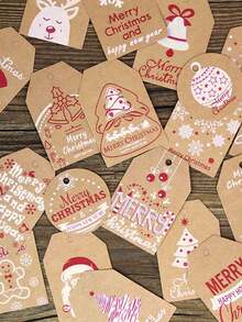 20pcs Assorted Christmas Greeting Cards - Santa Claus & Reindeer Designs, Christmas Gift Tags - Holiday Atmosphere Labels, Suitable For Gifts, Party Decorations And Supplies