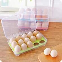 15-Slot Plastic Egg Storage Box, Household Egg Holder, Fridge Organizer, Portable Egg Tray