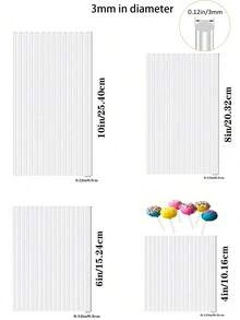 50 buah Stik Lolipop Akrilik (4 Inci, 6 Inci, 8 Inci, 10 Inci), Stik Cake Pop, Stik Permen, Stik Kayu Akrilik, Stik Snack, Pengaduk, Cake Pop Leleh, Dekorasi Cupcake, Stand Display Cake Pop Transparan - MultiWarna - View 9