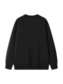 1pcs Women's Light Pink Heart And Butterfly Print Sweater - Soft Pink Long Sleeve Round Neck Pullover, Comfortable Casual Sweater For All Seasons, Suitable For Daily Wear, Valentine's Day Outfit, Machine Washable Loose Fit Sweater, Heart And Butterfly Design, Casual Fit Suitable For Layering, Fashionable And Comfortable Women's Fashion Sweater-Valentine Gift - 黑色 - 查看 2