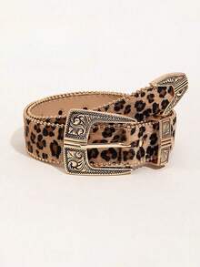 1 peça cinto largo estilo boêmio casual punk com estampa de leopardo marrom, vintage,, acessório de moda para saias, jeans, calças casuais, adequado para o dia a dia, streetwear, encontros, festas, outono/inverno