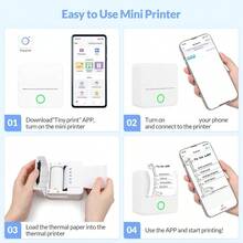 Mini imprimante à autocollants, imprimante thermique de poche avec papiers thermiques, imprimante portable Notebuddy pour notes d'étude, DIY, scrapbooking, journal, mémo, liste, imprimante à autocollants sans encre pour téléphone et tablette, impression nomade, cadeaux pour la rentrée, Halloween, Thanksgiving, Noël, anniversaire et autres occasions spéciales, connexion avec l'application "Tiny Print" - Multicolore - Voir 4